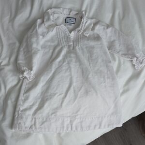 Petit Bateau Cream Ruffled Kids Blouse